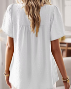Grace Women's Boho Blouse – Lace Short Sleeve Round Neck Summer Tunic