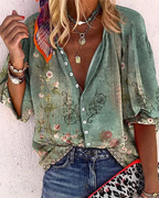 Rosalind Women's Floral Blouse – Button-Up Half Sleeve Smart Casual Shirt