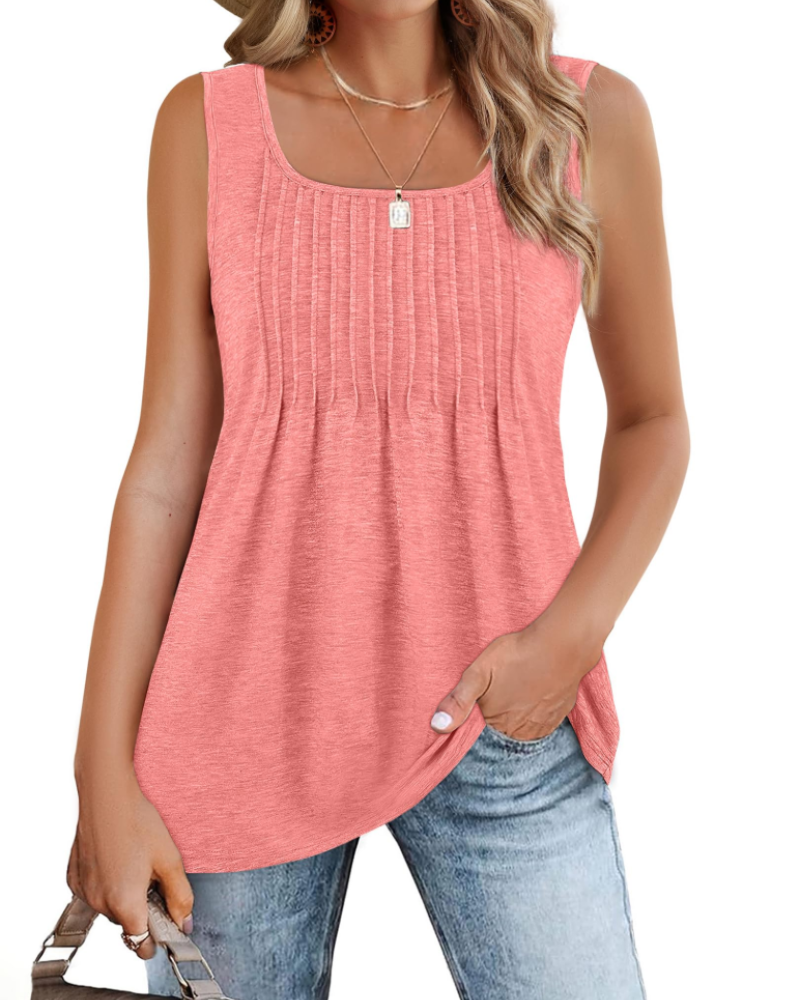 Grace Women's Square Neck Tank Top – Elegant Sleeveless Summer Blouse