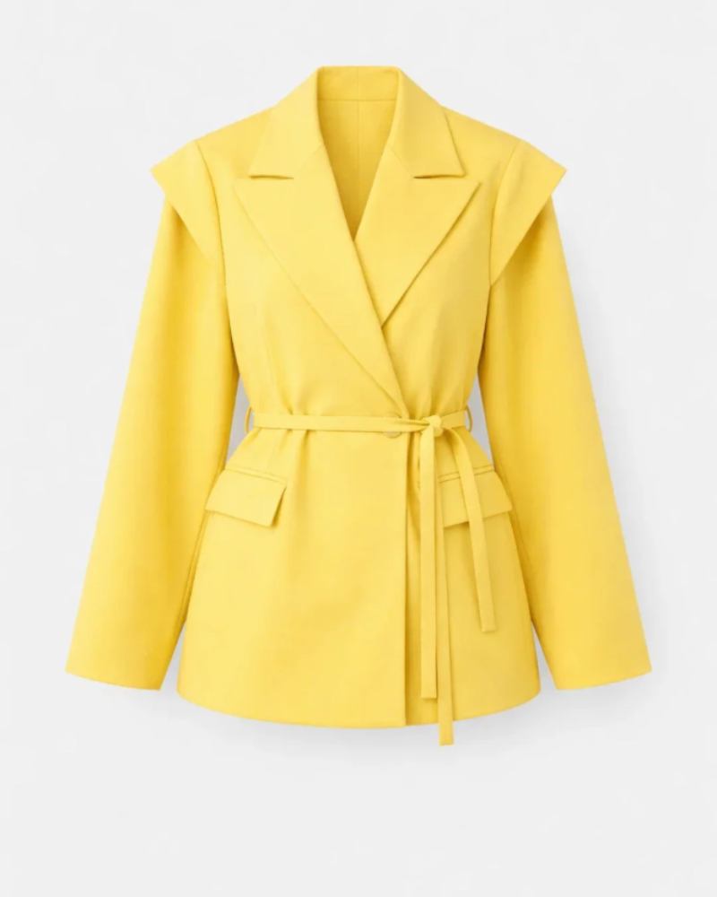 Scarlett Women’s Belted Blazer – Tailored Lapel Jacket with Structured Shoulders