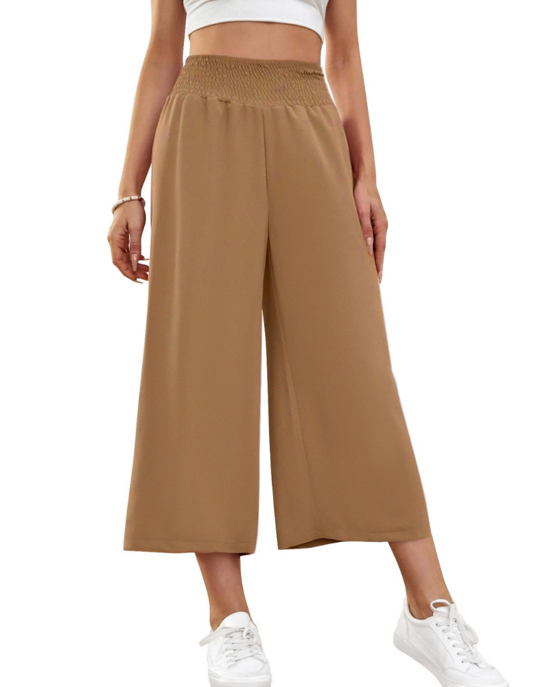 Audrey Women’s Capri Pants – 7/8 Wide Leg Culotte Trousers with Pockets