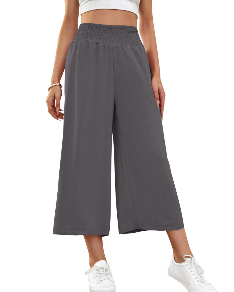 Audrey Women’s Capri Pants – 7/8 Wide Leg Culotte Trousers with Pockets