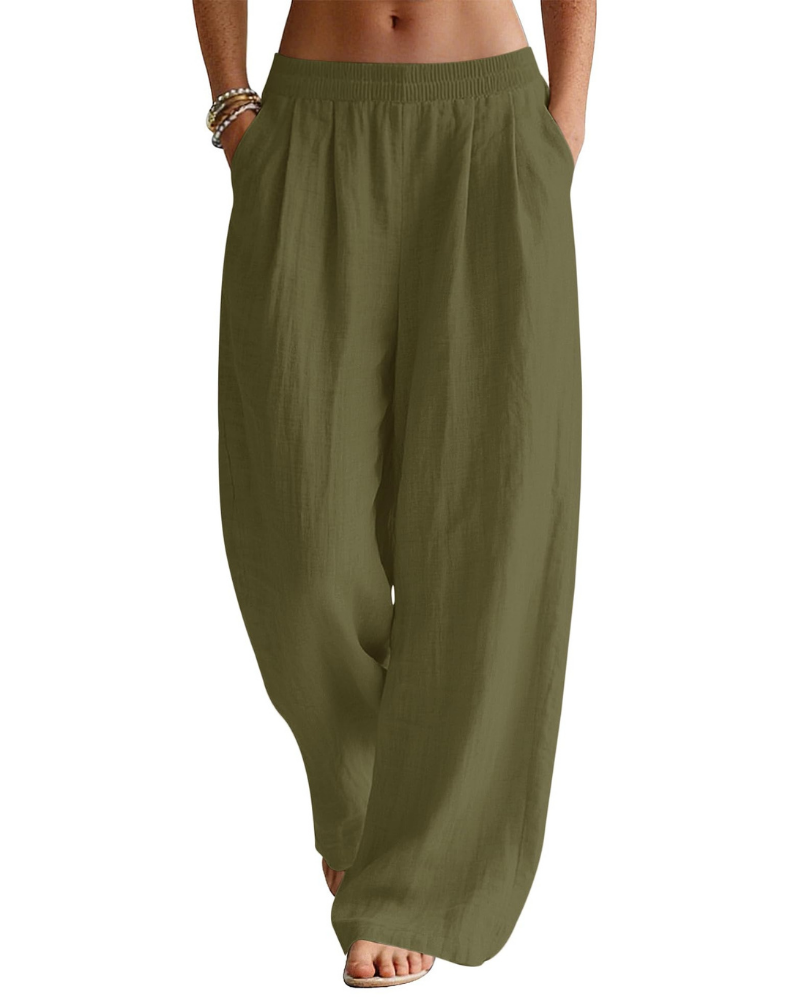Grace Women’s Linen Palazzo Pants – Wide Leg Summer Trousers with Pockets