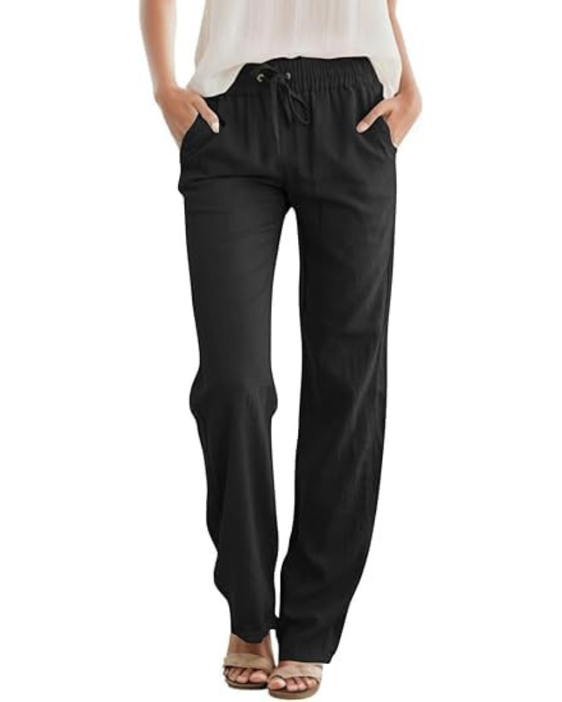 Harper Women’s Wide Leg Pants – Elastic Waist Casual Trousers with Pockets