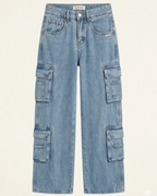 Lena Women’s Cargo Jeans – Retro Baggy Wide Leg Jeans with Utility Pockets
