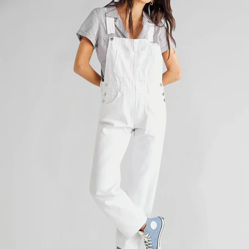 Charlotte Women’s Denim Jumpsuit – Slim Fit Button-Up Jeans Playsuit for Casual Chic