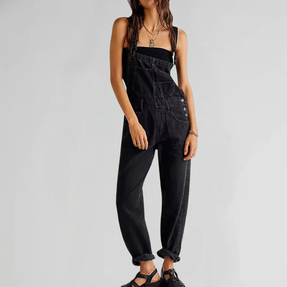 Charlotte Women’s Denim Jumpsuit – Slim Fit Button-Up Jeans Playsuit for Casual Chic