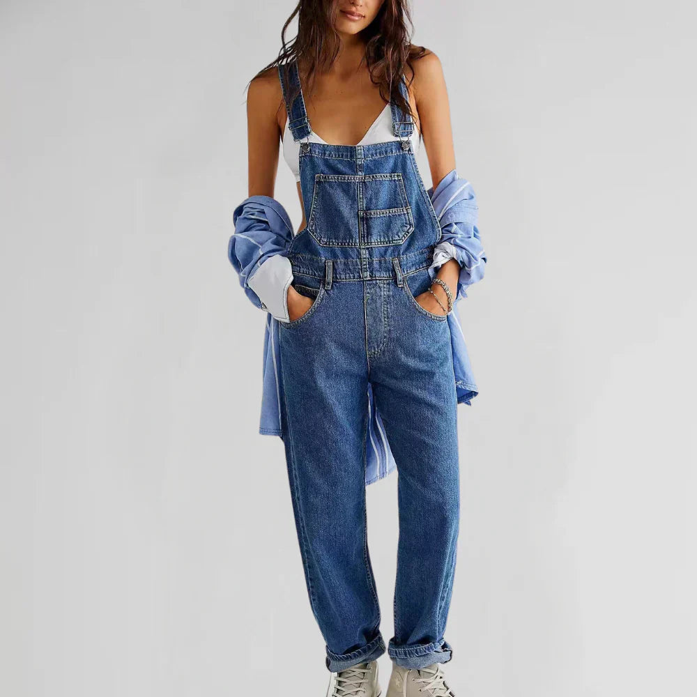 Charlotte Women’s Denim Jumpsuit – Slim Fit Button-Up Jeans Playsuit for Casual Chic