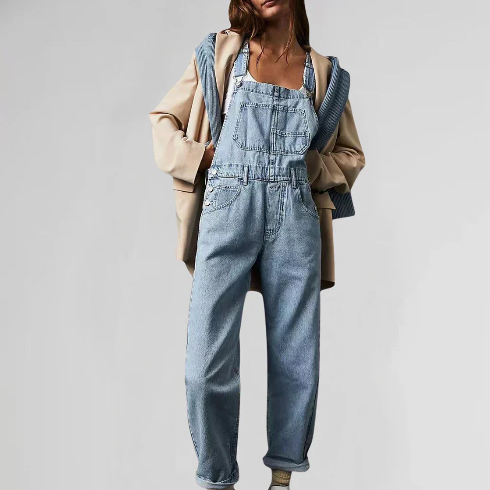 Charlotte Women’s Denim Jumpsuit – Slim Fit Button-Up Jeans Playsuit for Casual Chic