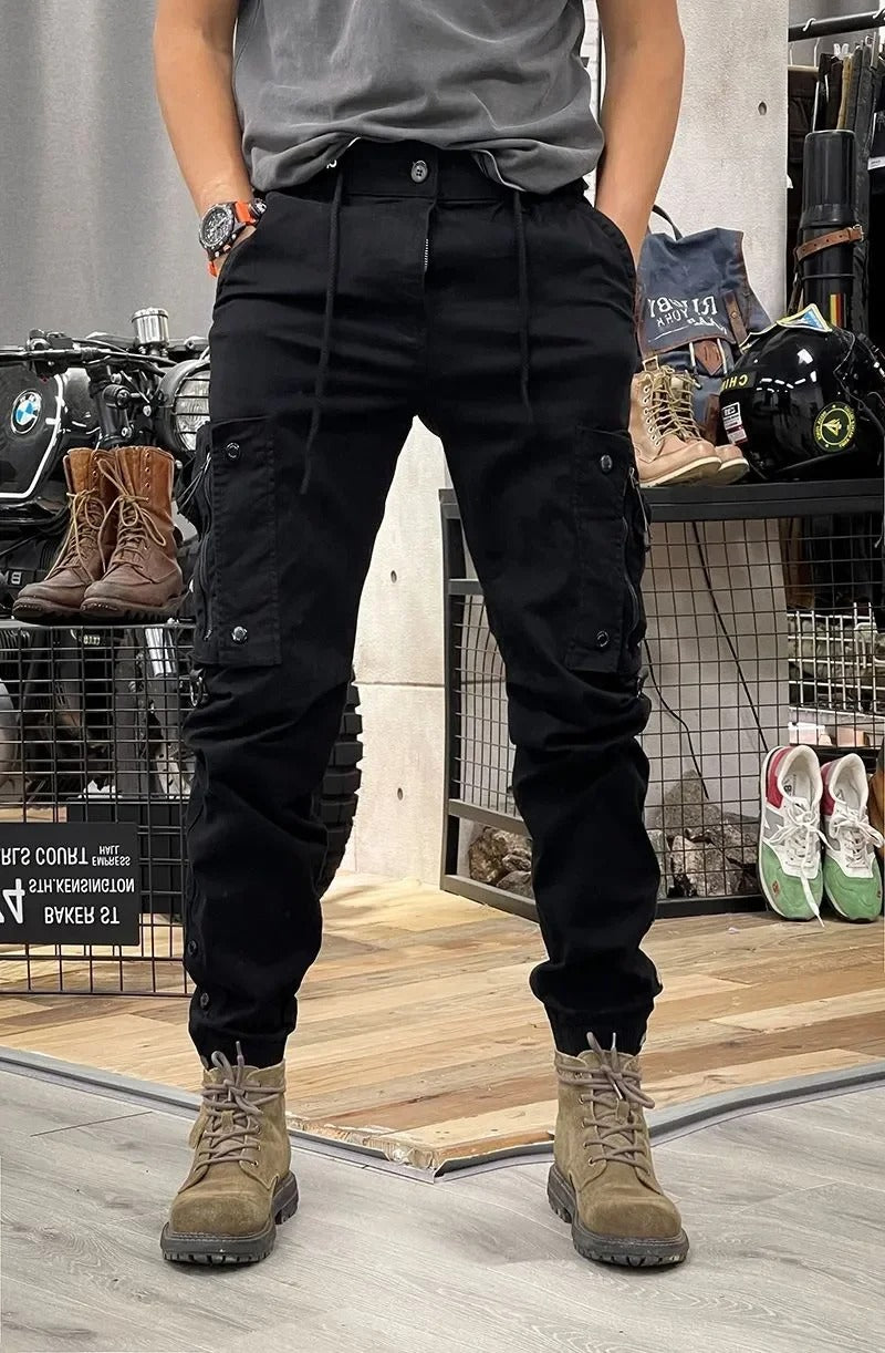 David Men’s Stretch Cargo Trousers – Comfortable Spandex Utility Pants with Pockets