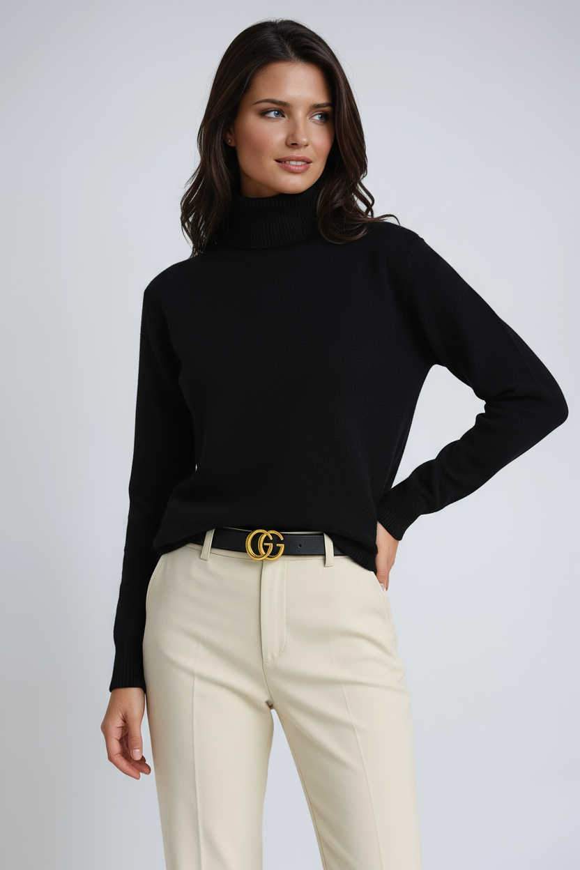 Clarrise Women’s Turtleneck Sweater – Soft Knit Winter Jumper with Elegant Regular Fit