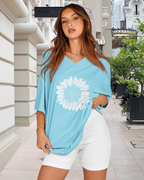 Ariana Women’s V-Neck T-Shirt – Loose Fit Short Sleeve Summer Top