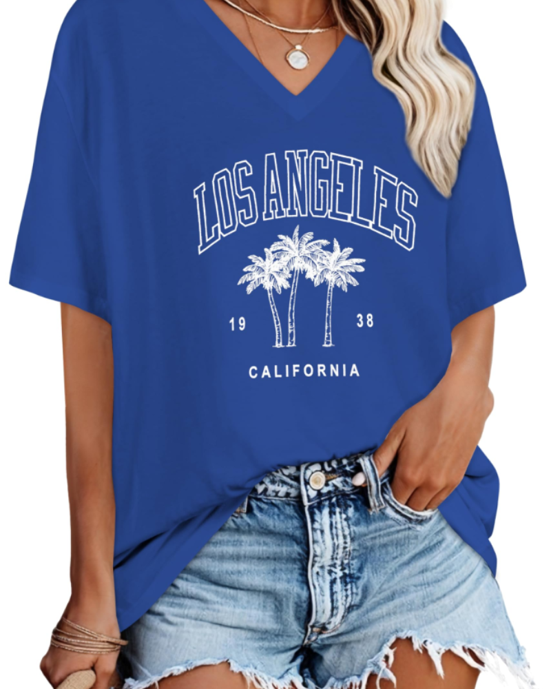 Ariana Women’s V-Neck T-Shirt – Loose Fit Short Sleeve Summer Top