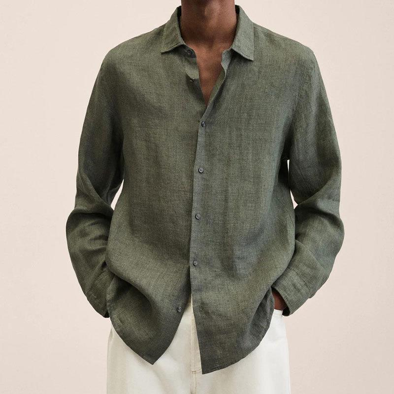 Giovanni Men’s Linen Shirt – Breathable Long Sleeve Casual Smart Summer Shirt