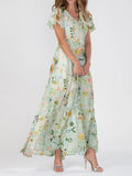 Ariah Women’s Floral Maxi Dress – Elegant V-Neck Summer Dress with Flowing Fit