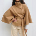 Charlotte Women’s Cape Coat – Elegant Belted Winter Coat with High Collar