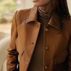 Anita Women’s Leather Jacket – Elegant Button-Up Jacket with Soft Comfort Fit