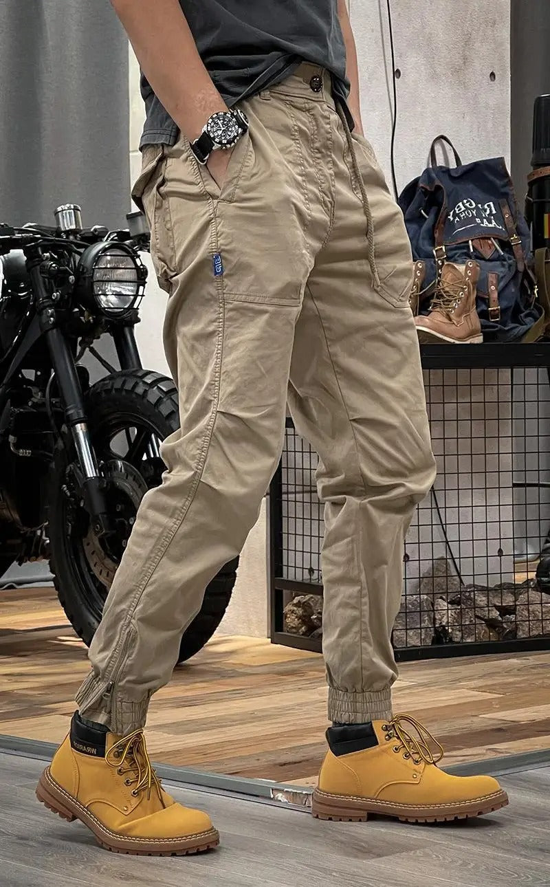 David Men’s Stretch Cargo Trousers – Comfortable Spandex Utility Pants with Pockets