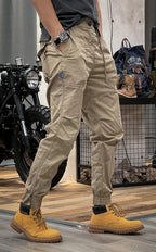 David Men’s Stretch Cargo Trousers – Comfortable Spandex Utility Pants with Pockets