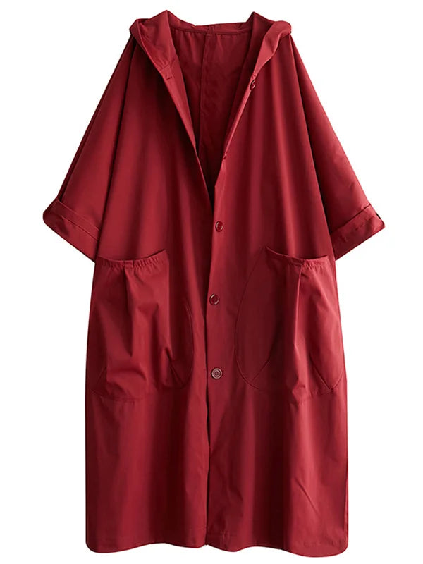 Selena Women’s Long Trench Coat – Elegant Hooded Waterproof Jacket for Rainy Days