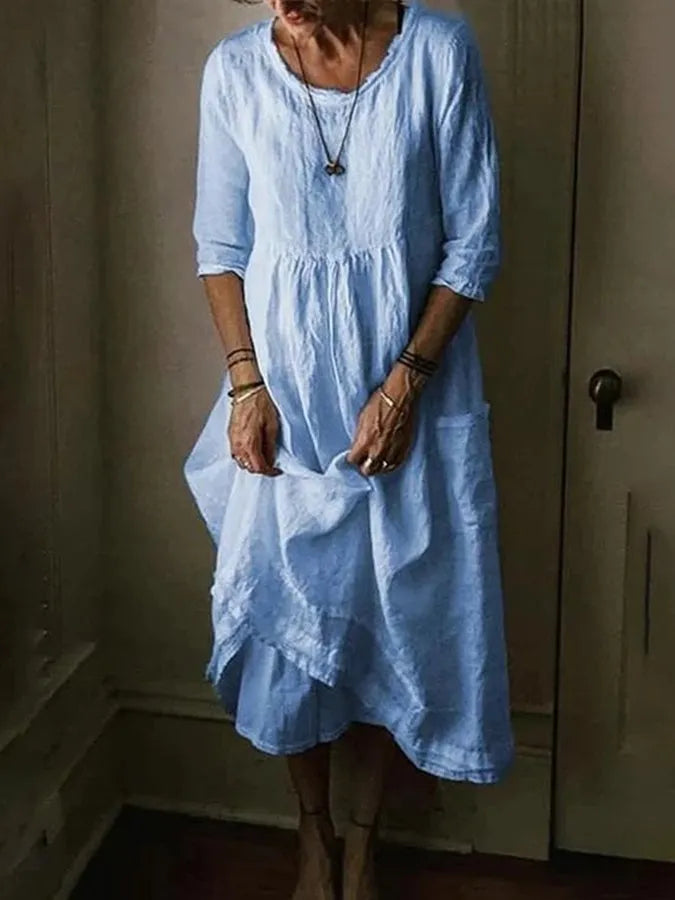 Felesca Women’s Maxi Dress – Cotton Linen Summer Dress with Flowy Relaxed Fit