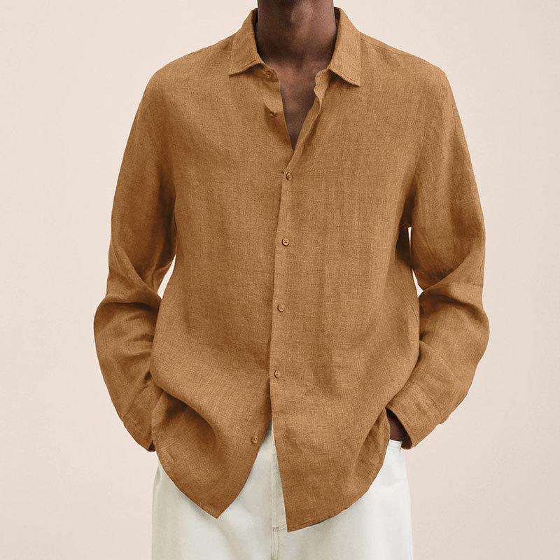 Giovanni Men’s Linen Shirt – Breathable Long Sleeve Casual Smart Summer Shirt