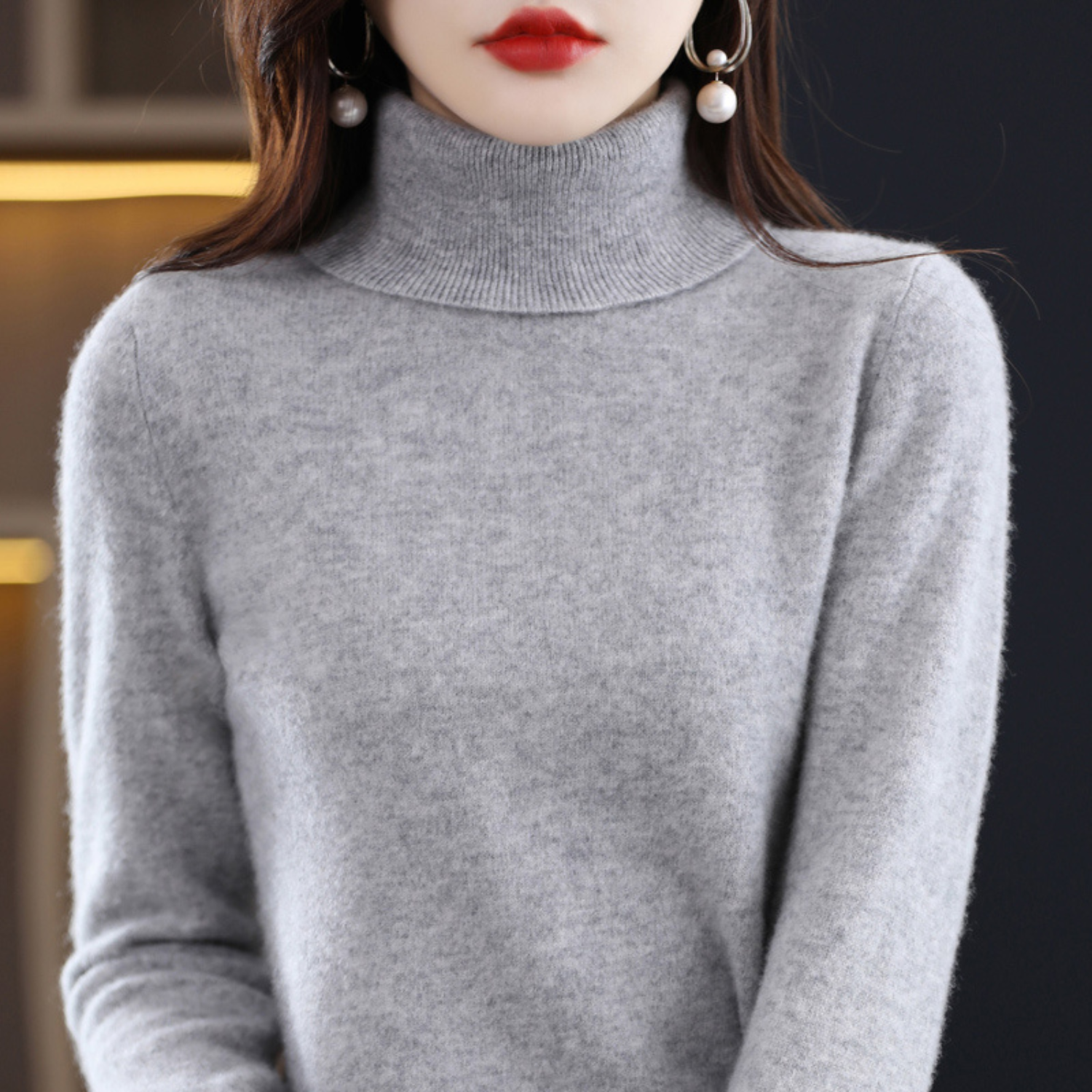Emmie Women’s Cashmere Turtleneck Jumper – Soft Warm Elegant Knit Sweater