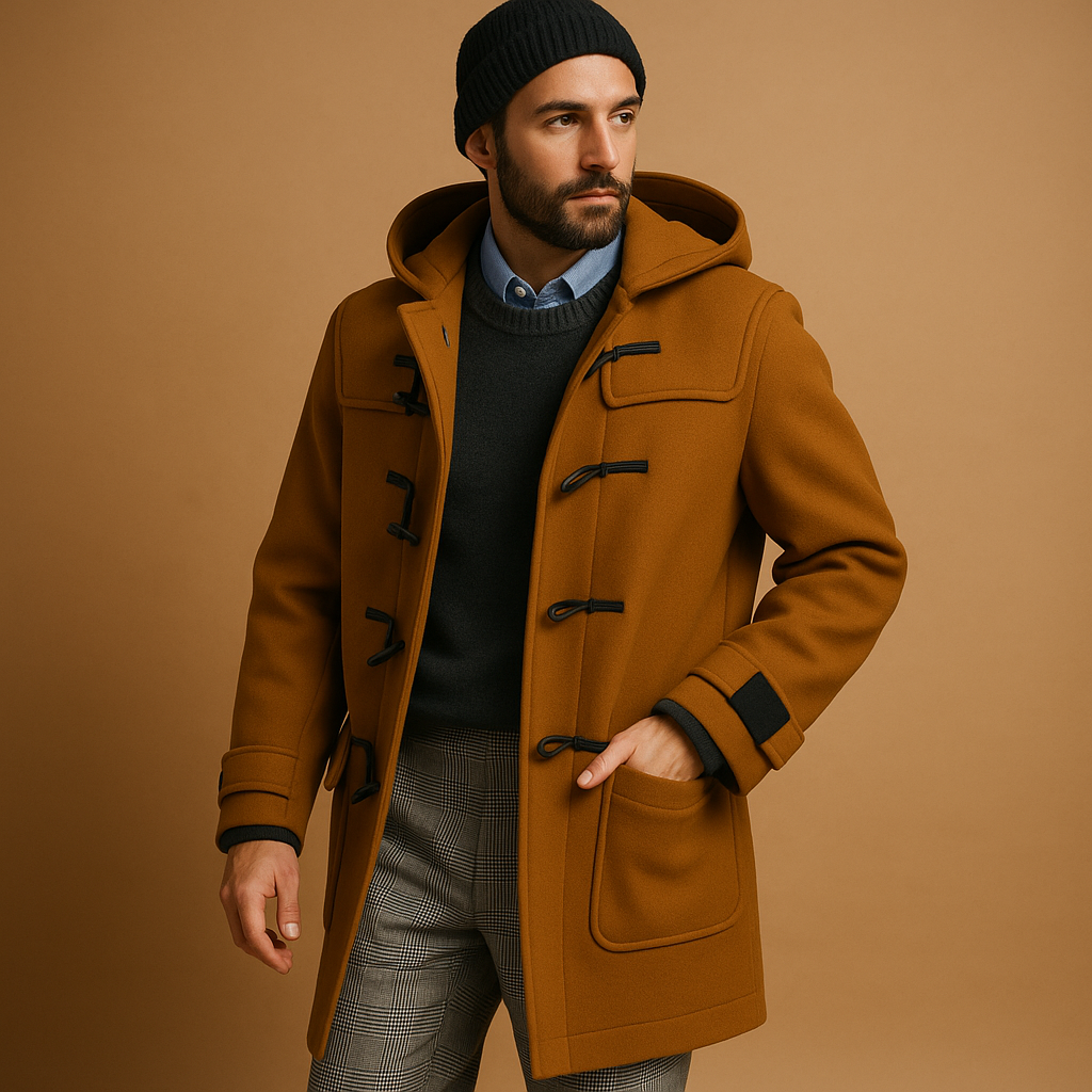 Seth Men’s Long Winter Coat – Modern Warm Overcoat with Functional Side Pockets