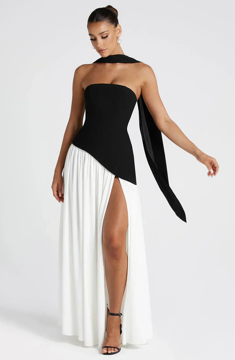 Victoria Women’s Evening Dress – Strapless Maxi Gown with High Split & Elegant Fit