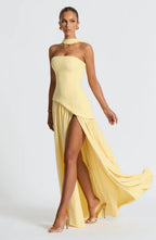 Victoria Women’s Evening Dress – Strapless Maxi Gown with High Split & Elegant Fit