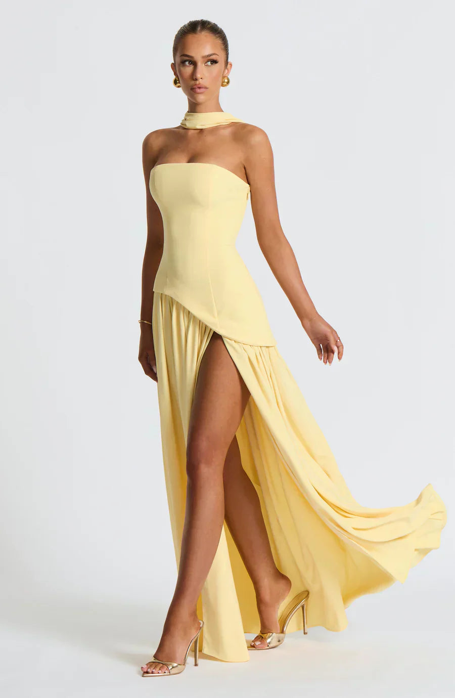 Victoria Women’s Evening Dress – Strapless Maxi Gown with High Split & Elegant Fit