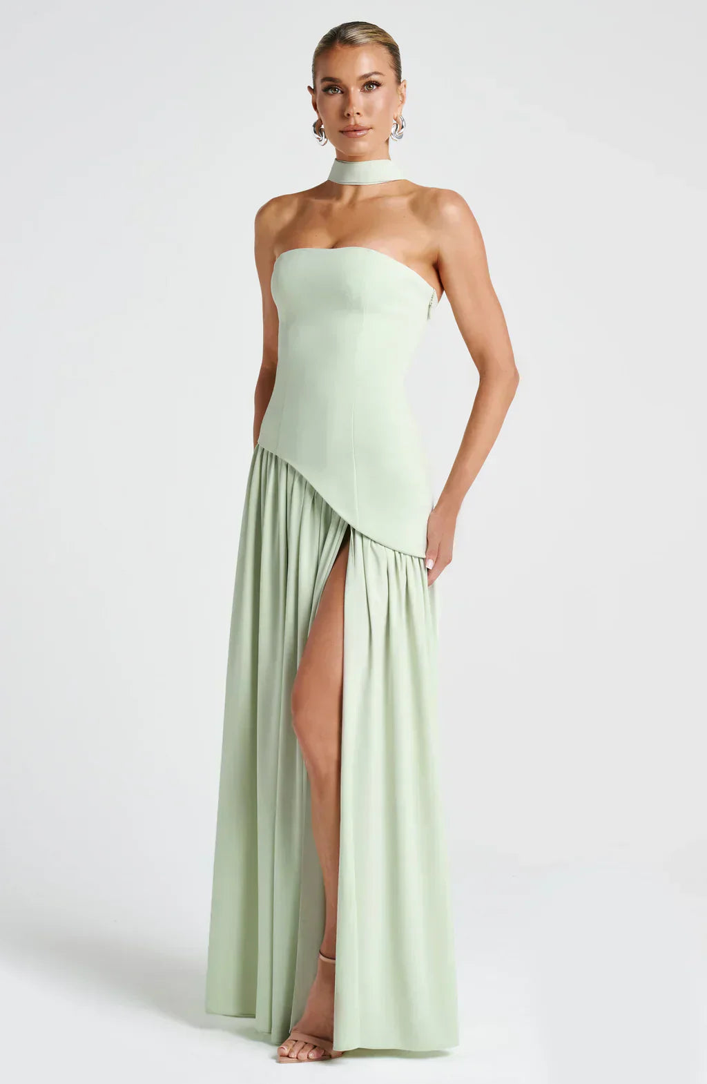 Victoria Women’s Evening Dress – Strapless Maxi Gown with High Split & Elegant Fit