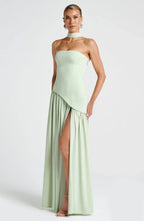 Victoria Women’s Evening Dress – Strapless Maxi Gown with High Split & Elegant Fit