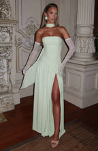 Victoria Women’s Evening Dress – Strapless Maxi Gown with High Split & Elegant Fit