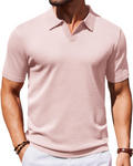 Ethan Men's Knit Polo Shirt – Ice Silk V-Neck Stretch Short Sleeve Polo