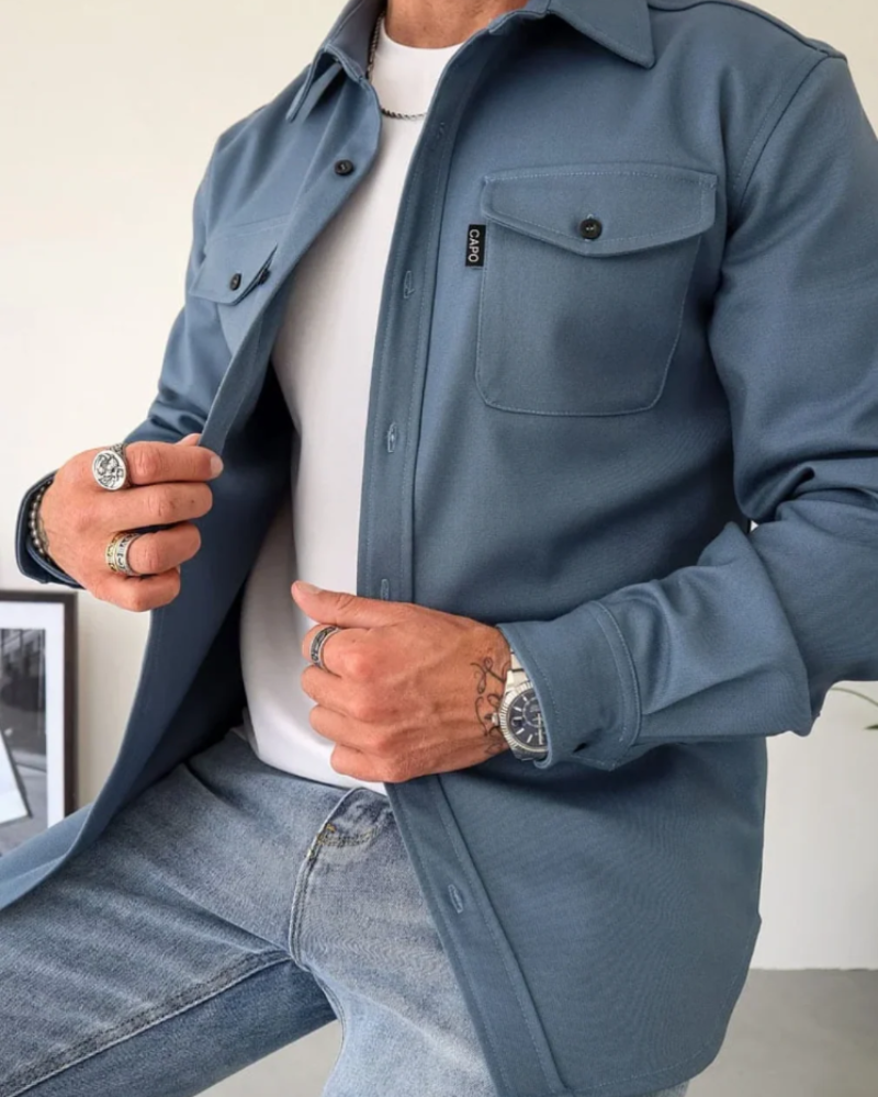 Noah Men's Overshirt Jacket – Casual Button Up Shirt Jacket with Chest Pockets