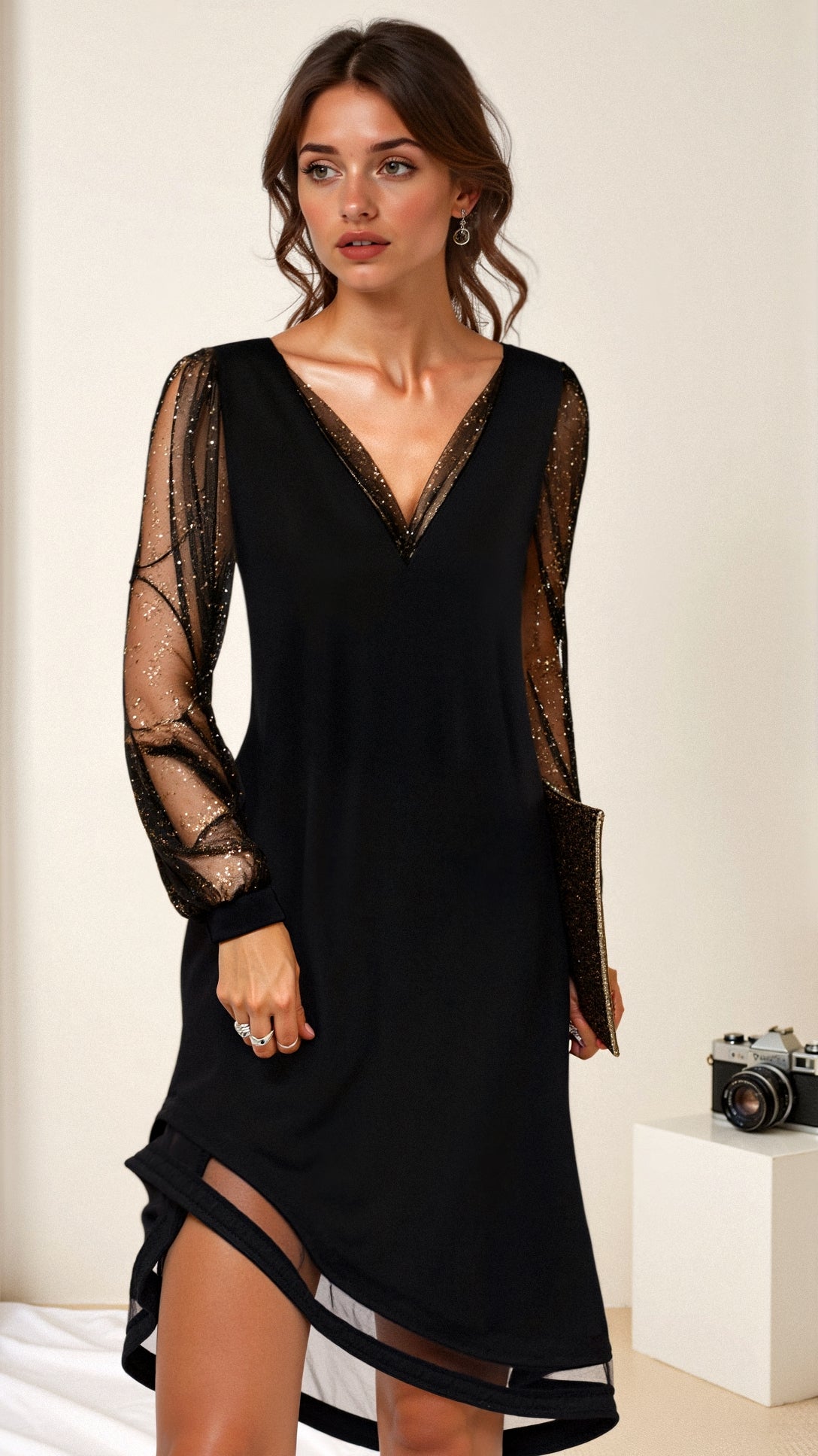 Lia Women’s Evening Dress – Elegant Sequin Maxi Dress with Slim Glamorous Fit