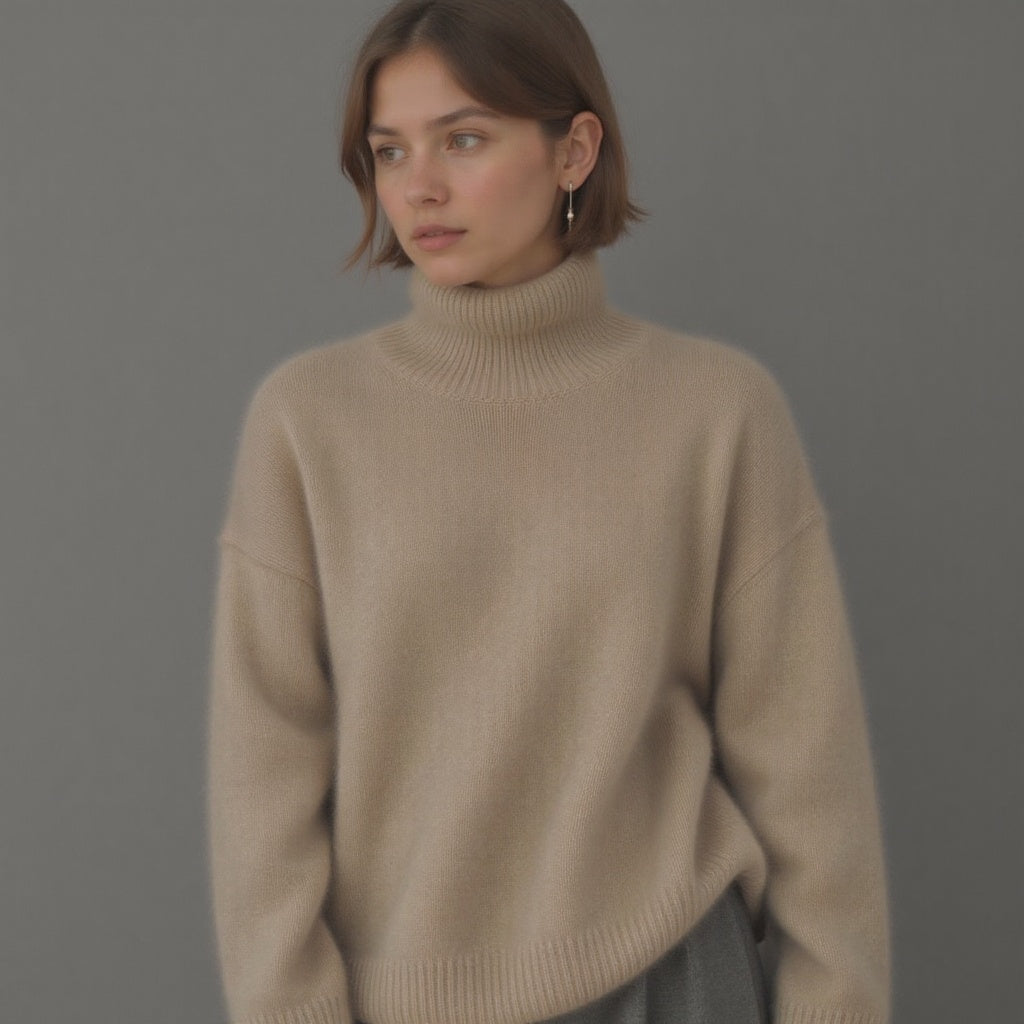 Sydney Women’s Cashmere Turtleneck Jumper – Oversized Soft Luxury Knit Sweater