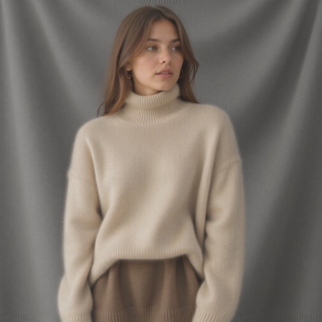 Sydney Women’s Cashmere Turtleneck Jumper – Oversized Soft Luxury Knit Sweater