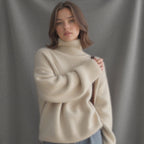 Sydney Women’s Cashmere Turtleneck Jumper – Oversized Soft Luxury Knit Sweater