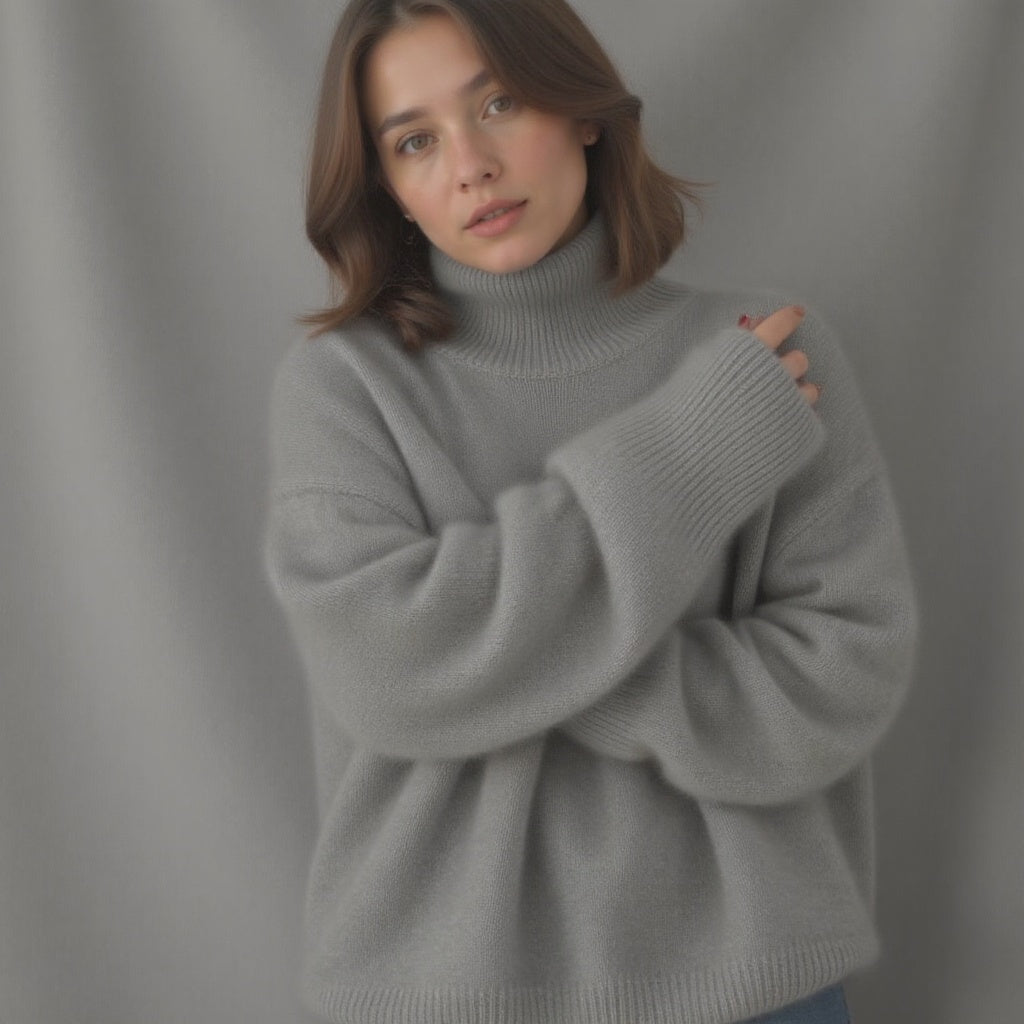 Sydney Women’s Cashmere Turtleneck Jumper – Oversized Soft Luxury Knit Sweater