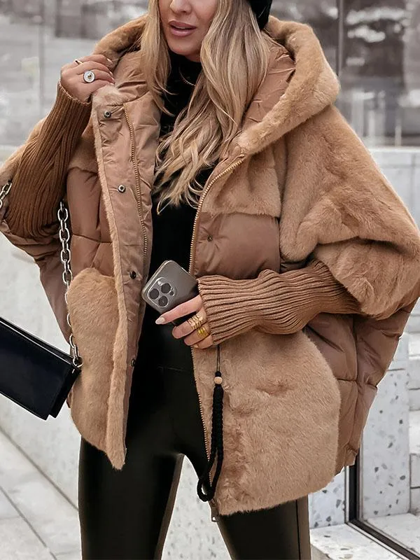 Camila Women’s Puffer Jacket – Elegant Quilted Winter Coat with Knit Details