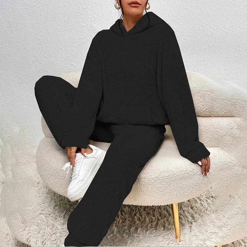 Sloane Women’s Fleece Lounge Set – Soft Hooded Winter Pyjama Set with Relaxed Fit