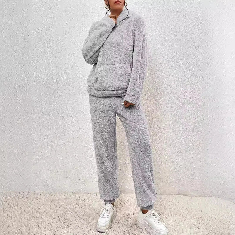Sloane Women’s Fleece Lounge Set – Soft Hooded Winter Pyjama Set with Relaxed Fit