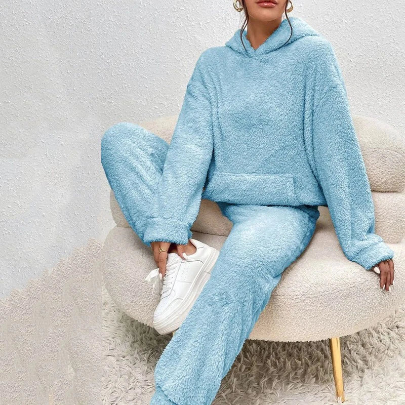 Sloane Women’s Fleece Lounge Set – Soft Hooded Winter Pyjama Set with Relaxed Fit