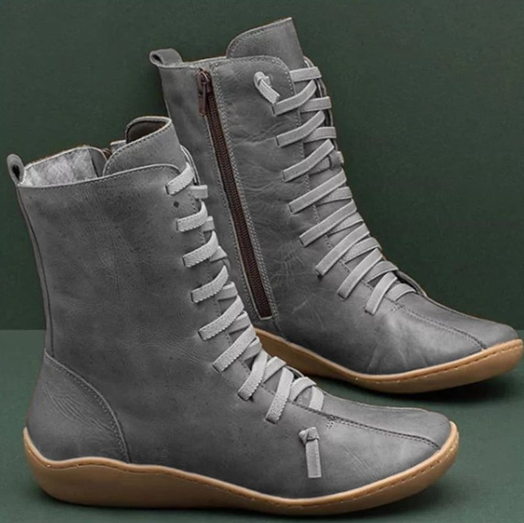 Andrea Women’s Leather Boots – Handmade Comfort Boots with Non-Slip Sole & Zip Design