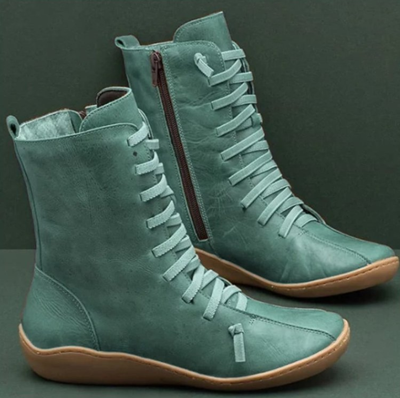 Andrea Women’s Leather Boots – Handmade Comfort Boots with Non-Slip Sole & Zip Design