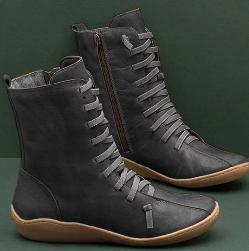 Andrea Women’s Leather Boots – Handmade Comfort Boots with Non-Slip Sole & Zip Design