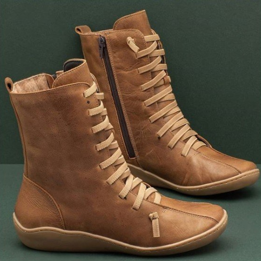 Andrea Women’s Leather Boots – Handmade Comfort Boots with Non-Slip Sole & Zip Design