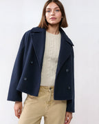 Vanessa Women’s Wool Blend Jacket – Elegant Cropped Winter Coat with Wide Lapels